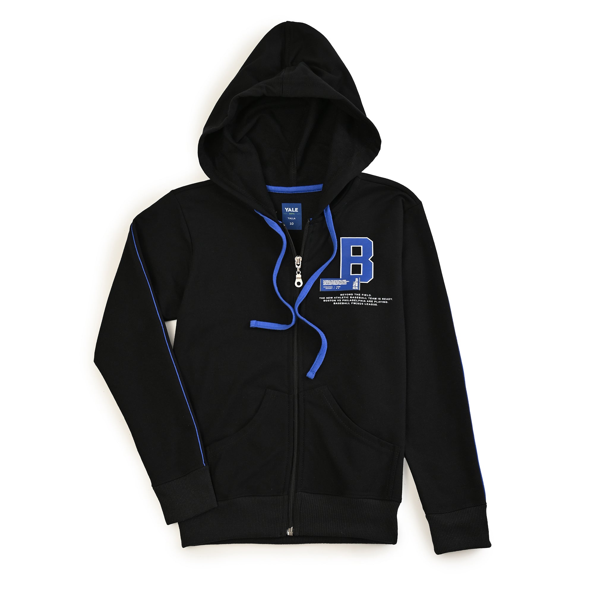 Sudadera Yale Boys Con Capucha y Cierre Fit 7085 Negro