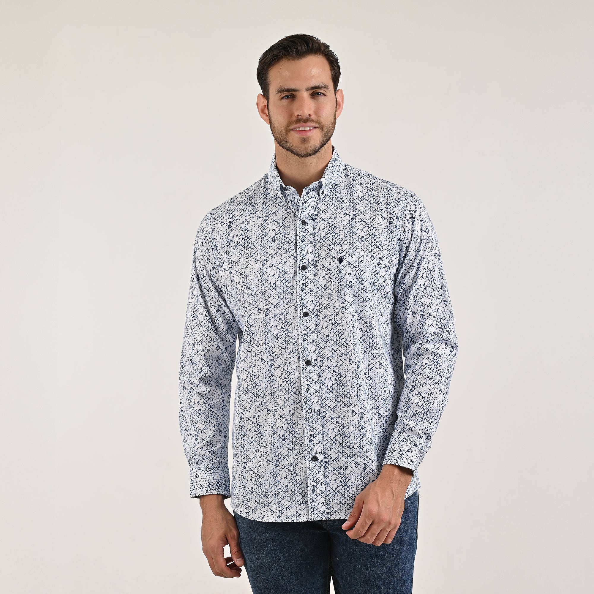 Camisa Yale Para Caballero Manga Larga Regular Fit 4639 Azul