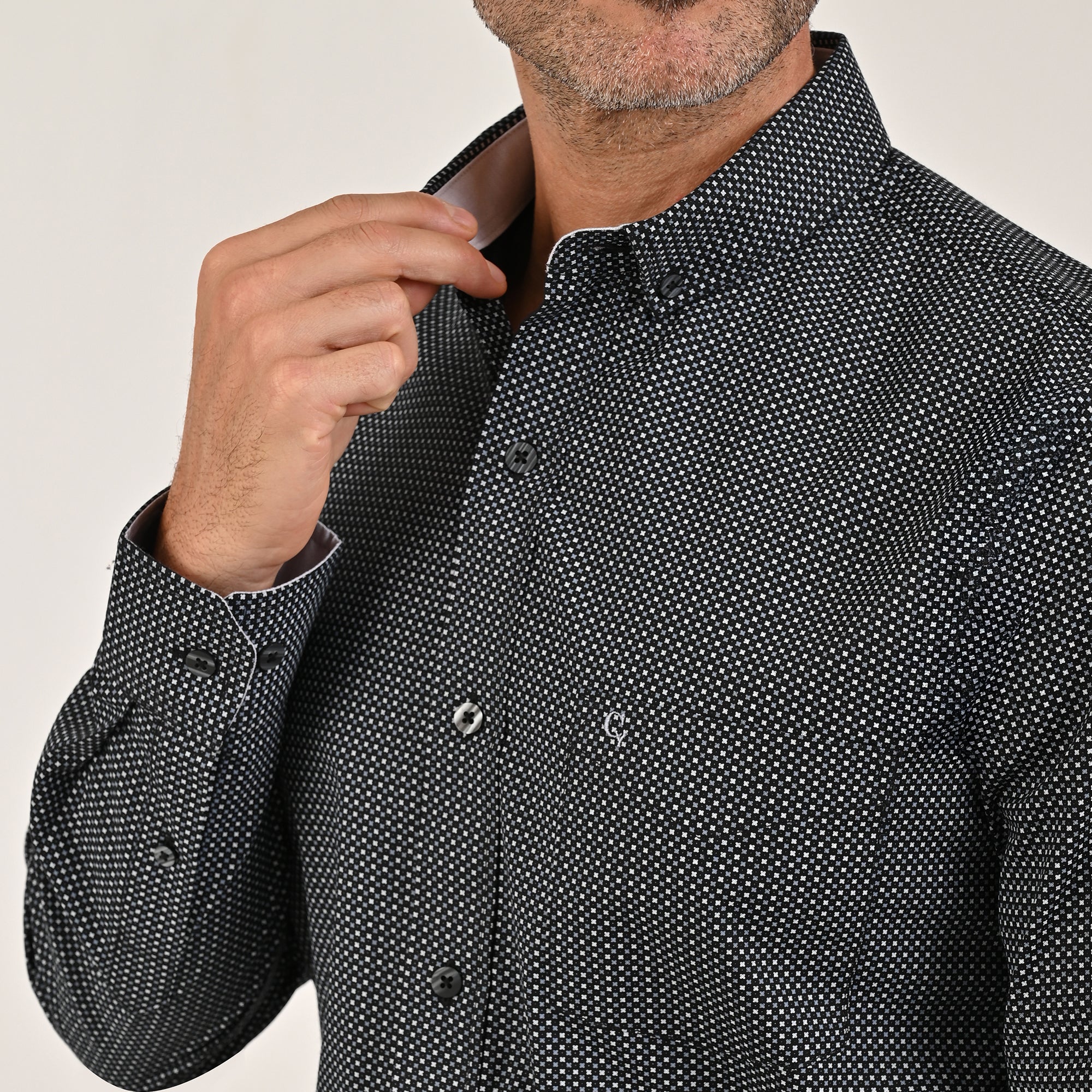 Camisa Yale Para Caballero Manga Larga Regular Fit 4598 Negro