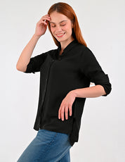 Blusa Para Dama Supply Company Manga Larga Tipo Camisera Fit 4566 Negro