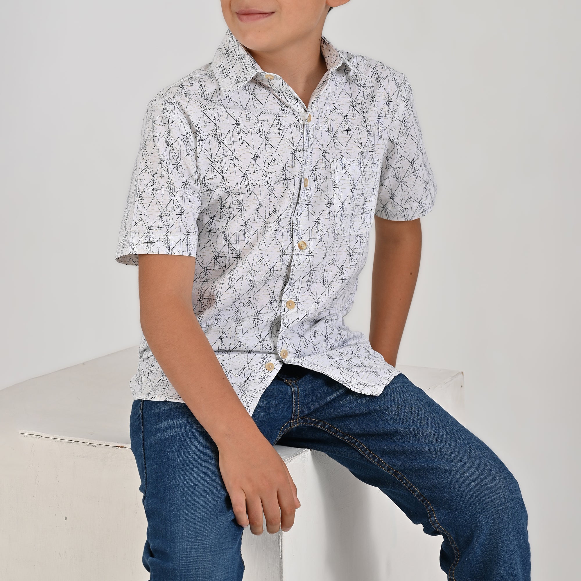 Camisa Yale Boys Manga Corta Regular Fit 4666 Blanco