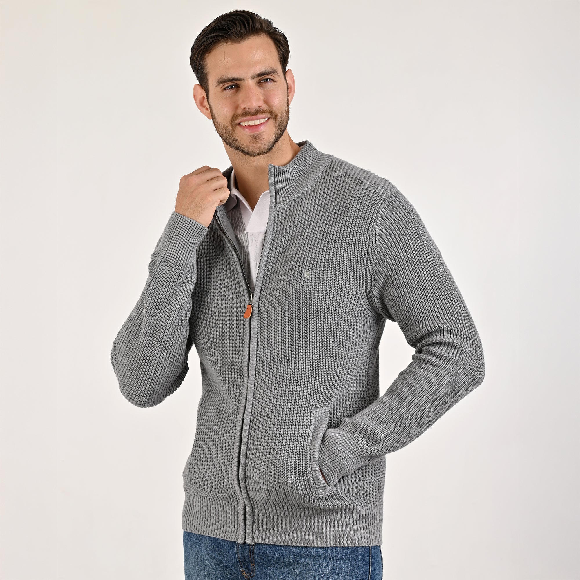 Sweater Yale Para Caballero Cuello Redondo Regular Fit 8100 Gris Medio