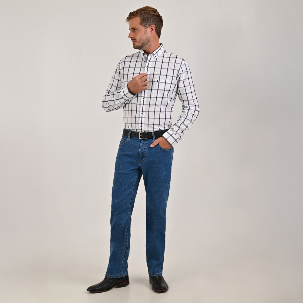 Camisa Yale Para Caballero Manga Larga Regular Fit 4636 Blanco