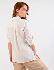 Blusa Para Dama Supply Company Manga Larga Tipo Camisera Fit 4566 Blanco