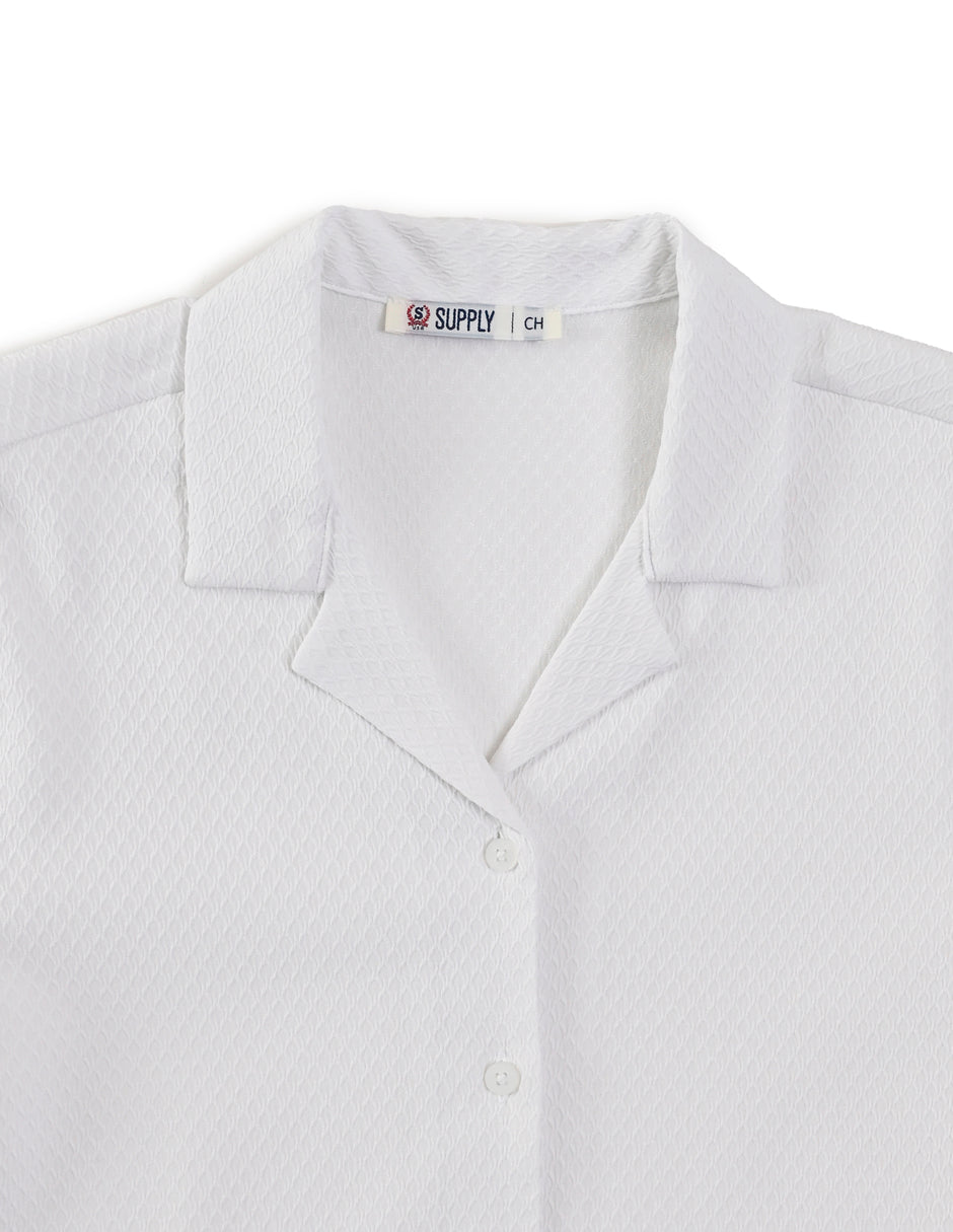 Blusa Para Dama Supply Company Manga Corta Tipo Camisera Fit 4551 Blanco