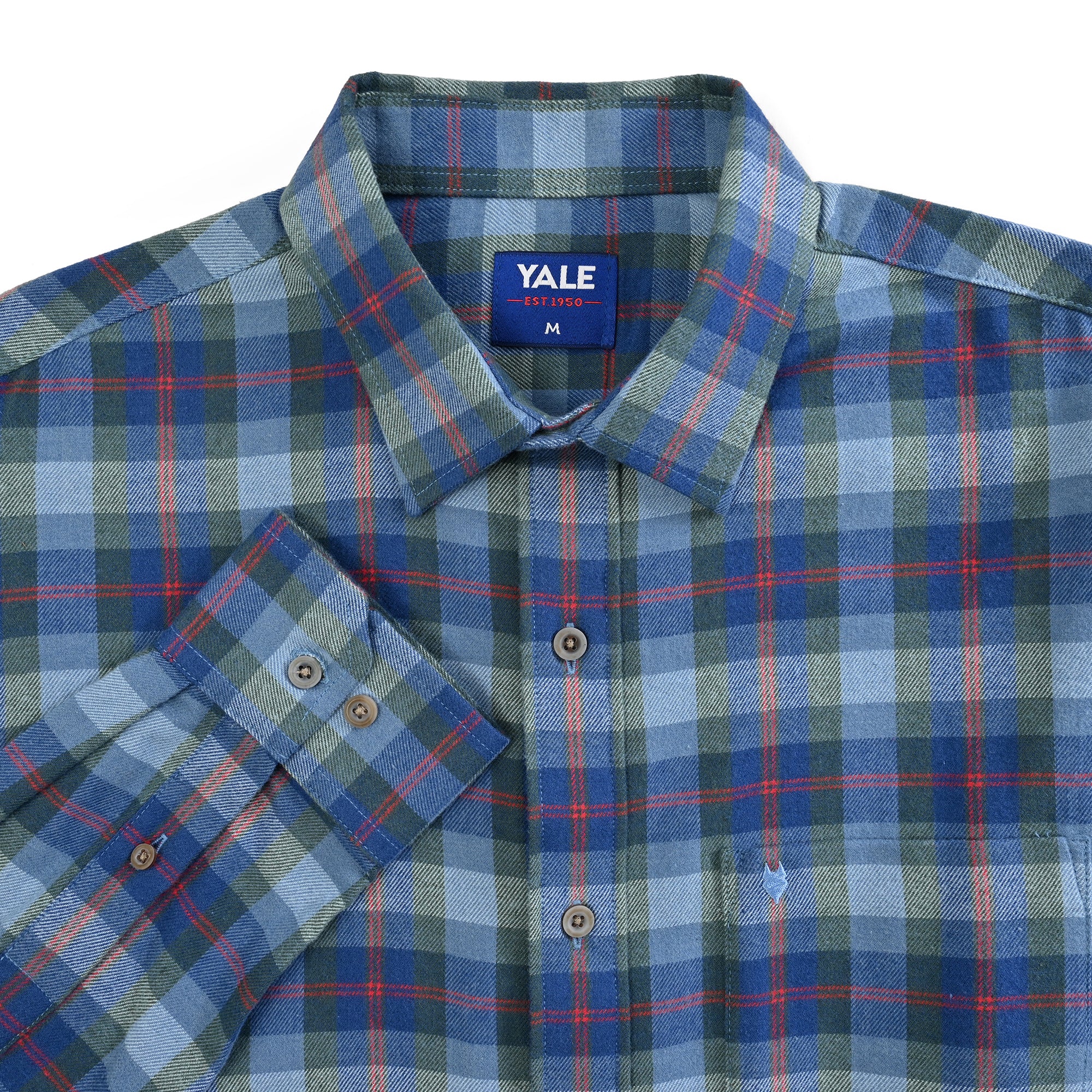 Camisa Yale Para Caballero Manga Larga Regular Fit 4929 Azul Medio