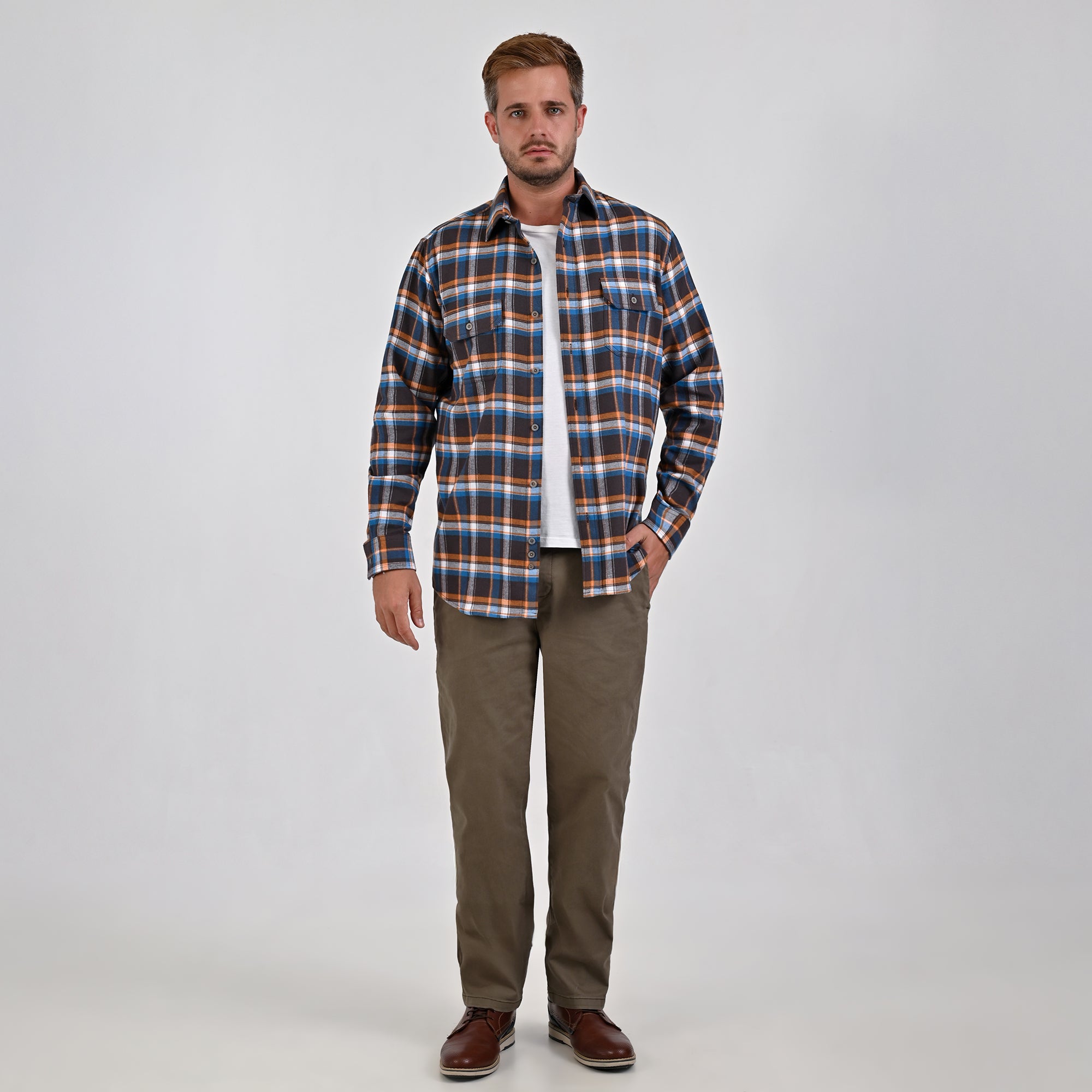 Camisa Yale Para Caballero Manga Larga Regular Fit 4891 Chocolate