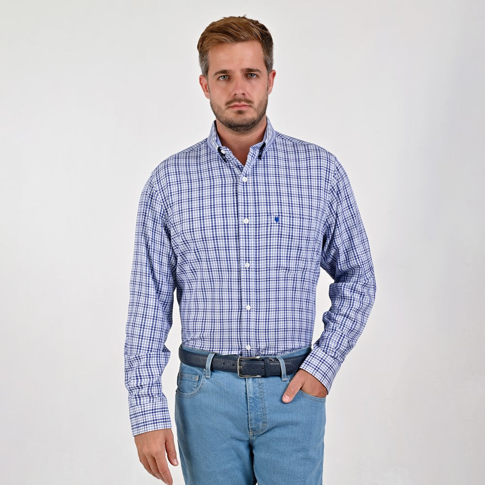 Camisa Yale Para Caballero Manga Larga Regular Fit 4742 Azul Rey