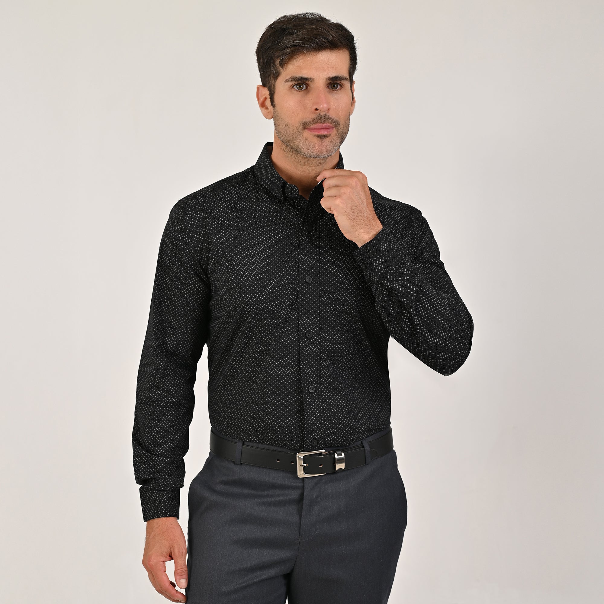 Camisa Yale Collection Para Caballero Manga Larga Slim Fit 4604 Negro