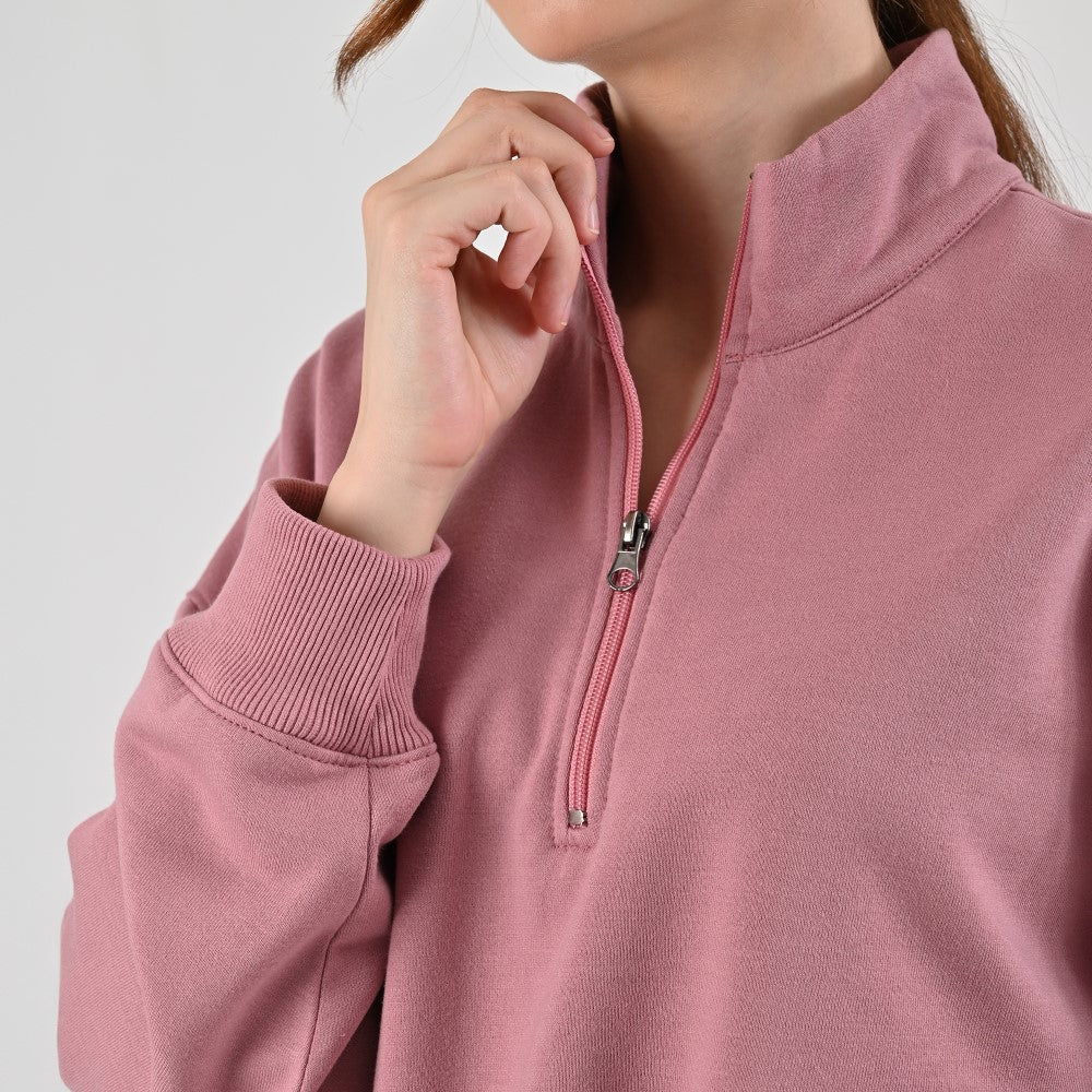 Sudadera Para Dama Supply Company Cuello Alto Con Cierre Fit 6910 Rosa