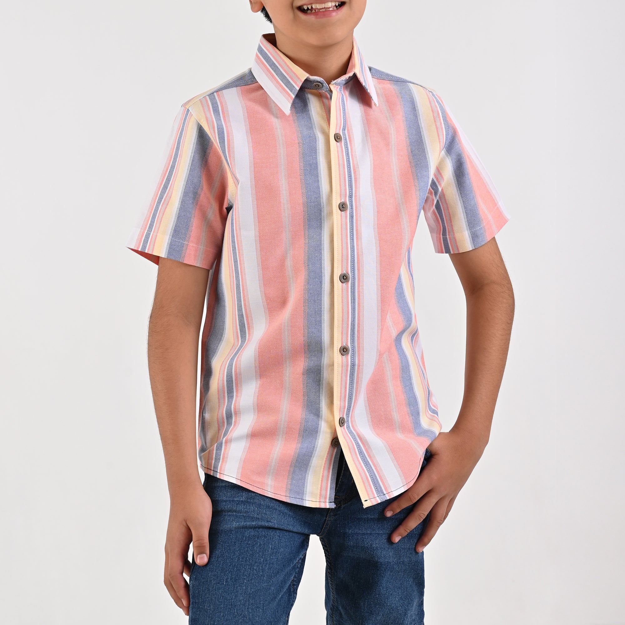 Camisa Yale Boys Manga Corta Regular Fit 4660 Salmón