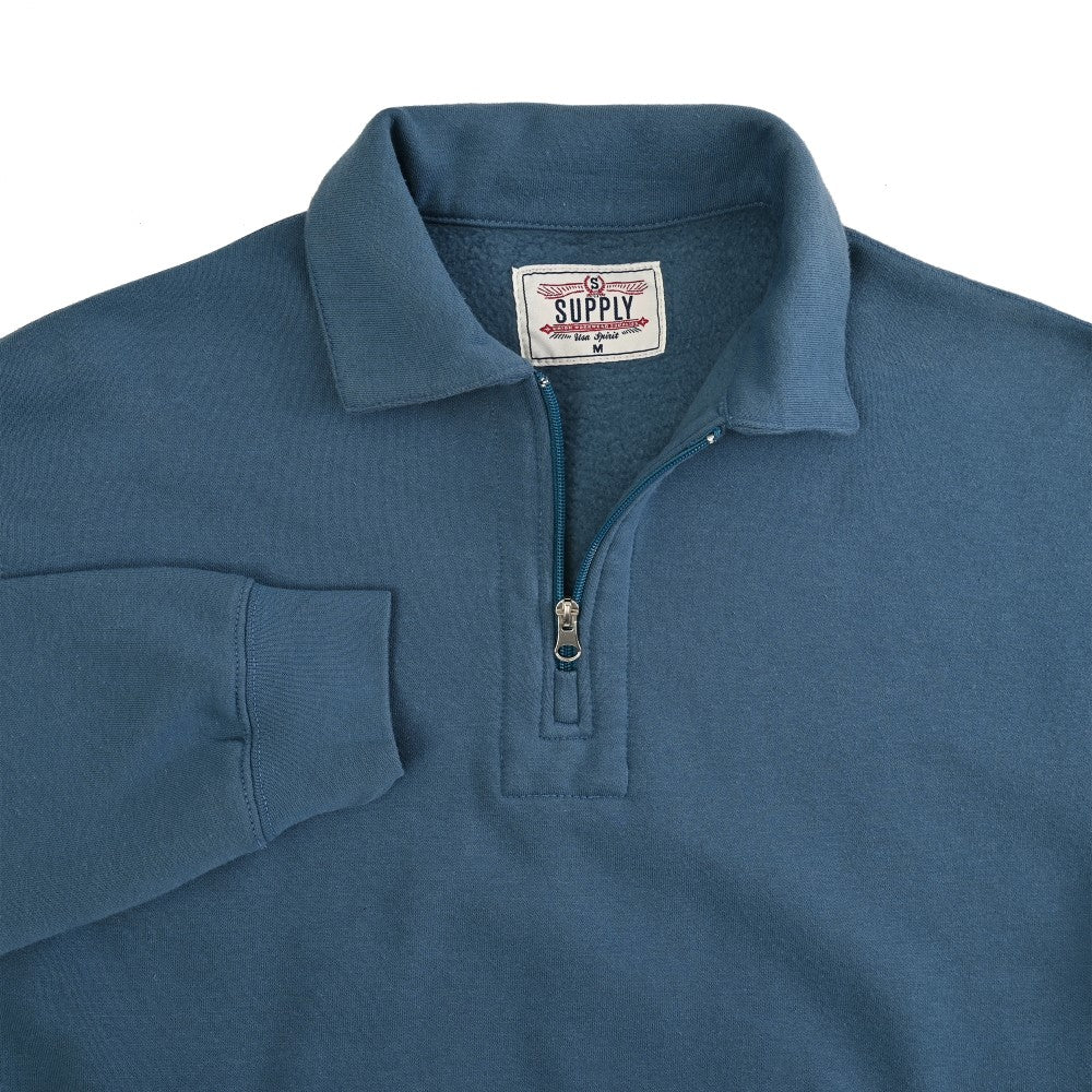 Sudadera Caballero Supply Company Cuello Polo Con Cierre Fit4720 Azul petróleo