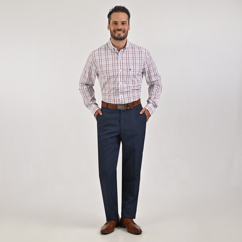 Camisa Yale Para Caballero Manga Larga Regular Fit 4743 Rojo Sangre