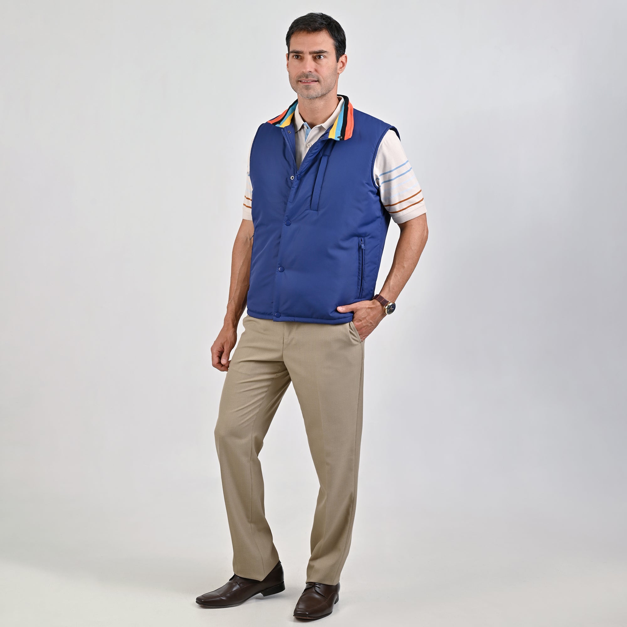 Chaleco Yale Para Caballero Capitonado Sin Capucha Regular Fit 6902 Marino