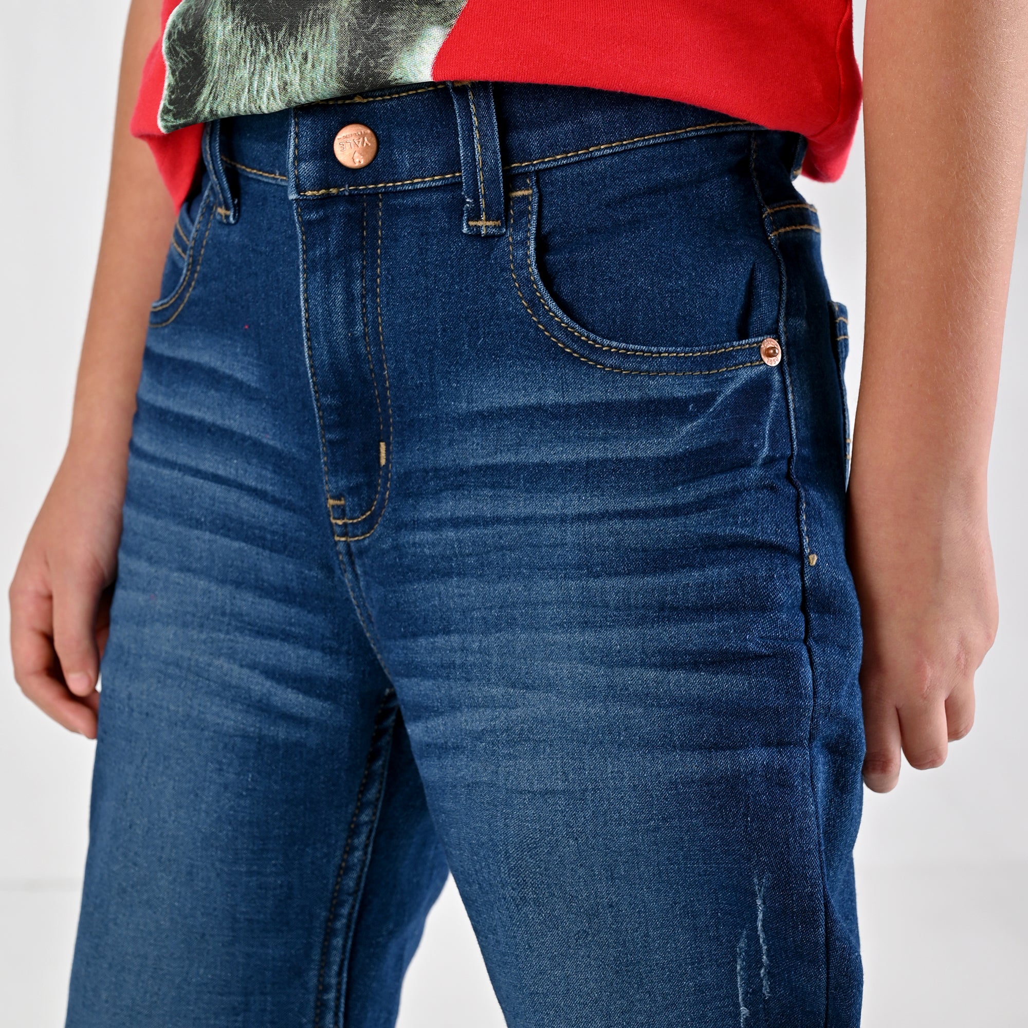 Pantalón de Mezclilla Yale Boys Slim Fit 3136 Azul petróleo