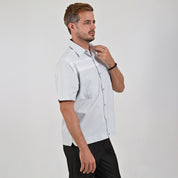 Camisa Yale Para Caballero Chazarilla Manga Corta Classis Fit 4709 Gris Perla