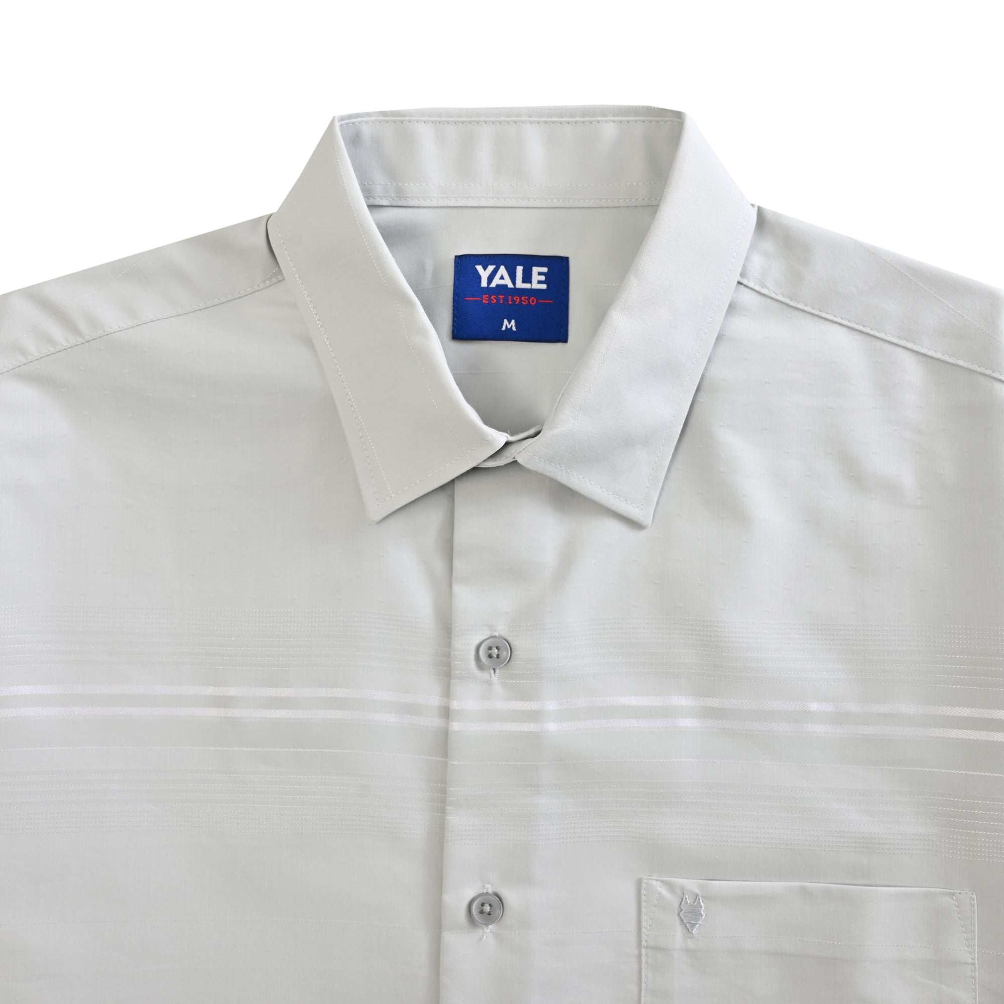 Camisa Yale Para Caballero Cenefa Manga Corta Classic Fit 4712 Gris Perla