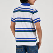 Playera Yale Boys Cuello Polo Manga Corta Fit 7387 Blanco