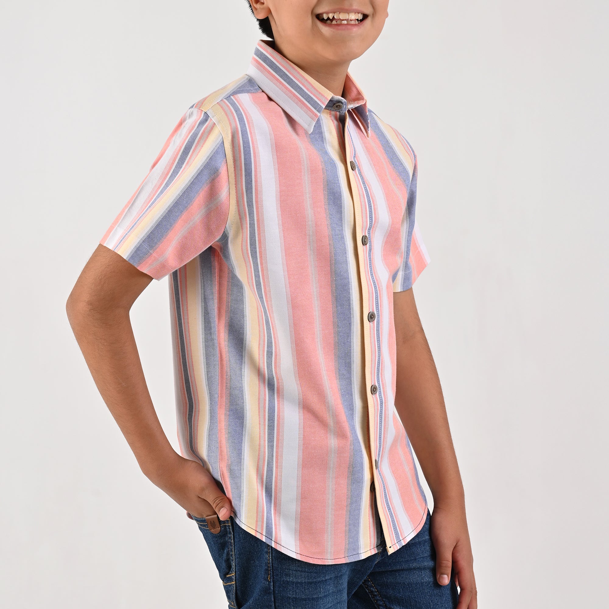 Camisa Yale Boys Manga Corta Regular Fit 4660 Salmón