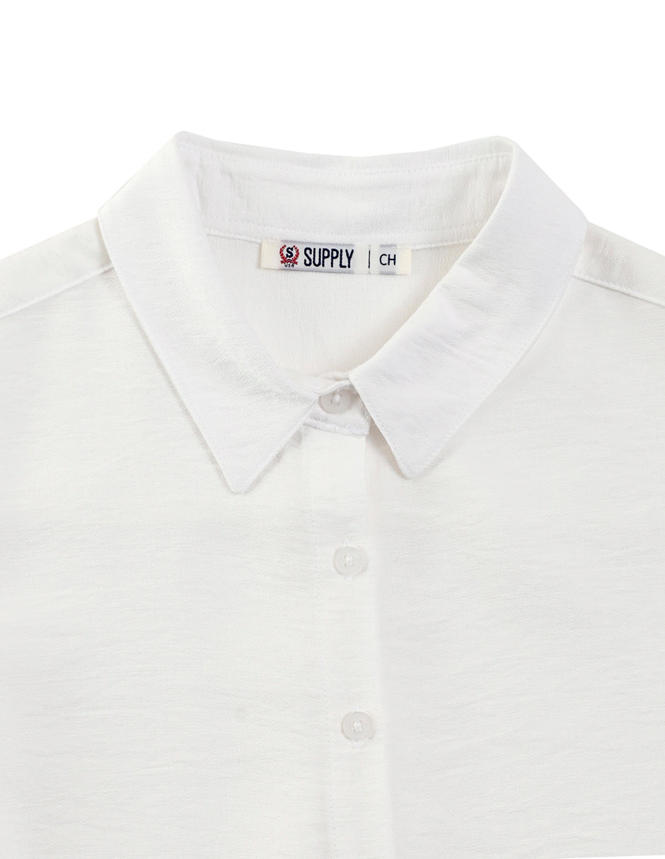 Blusa Para Dama Supply Company Manga Larga Tipo Camisera Fit 4566 Blanco