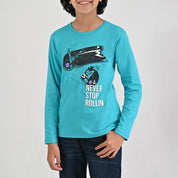 Playera Yale Boys Cuello Redondo Manga Larga Fit 6961 Verde Agua