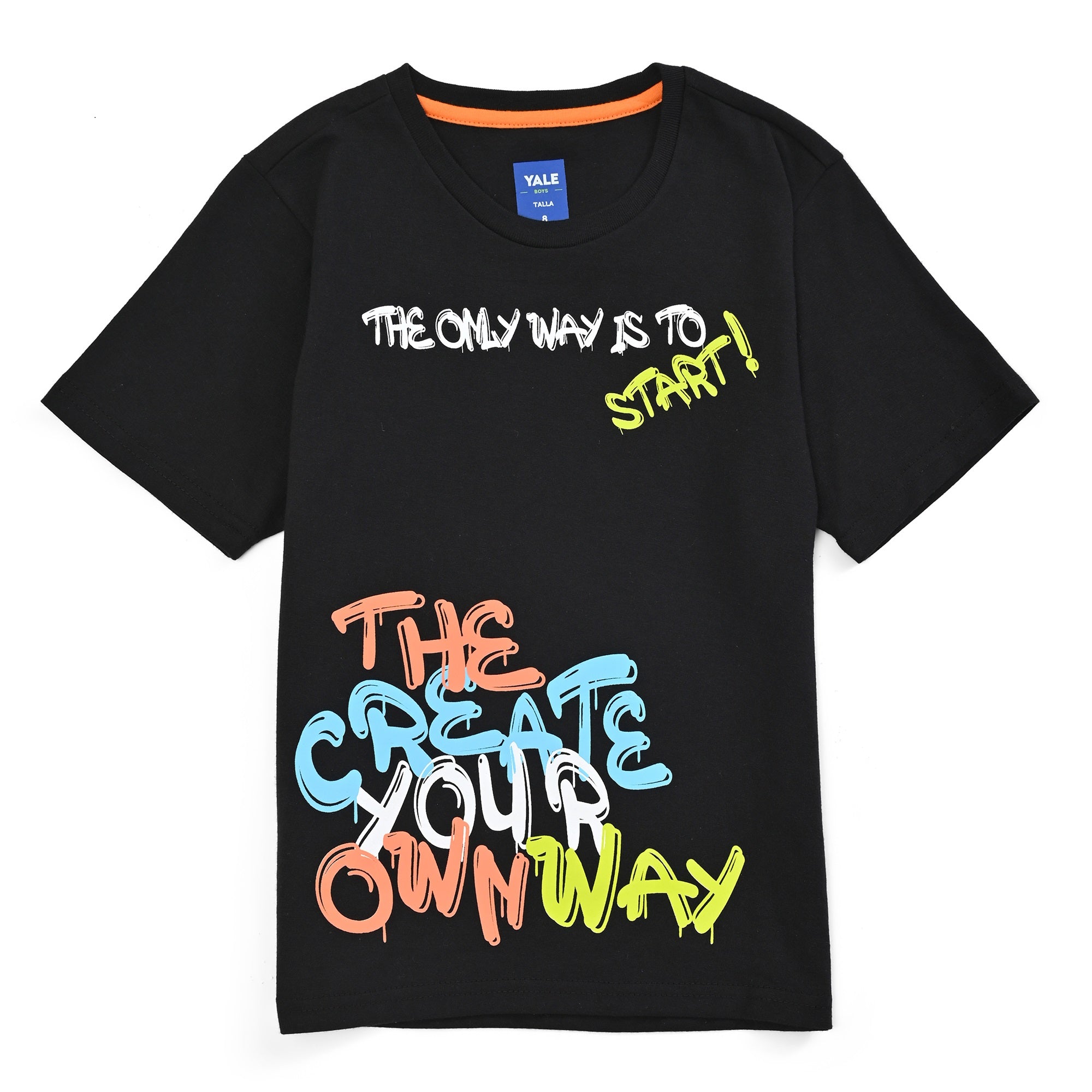 Playera Yale Boys Cuello Redondo Manga Corta Fit 6961 Negro