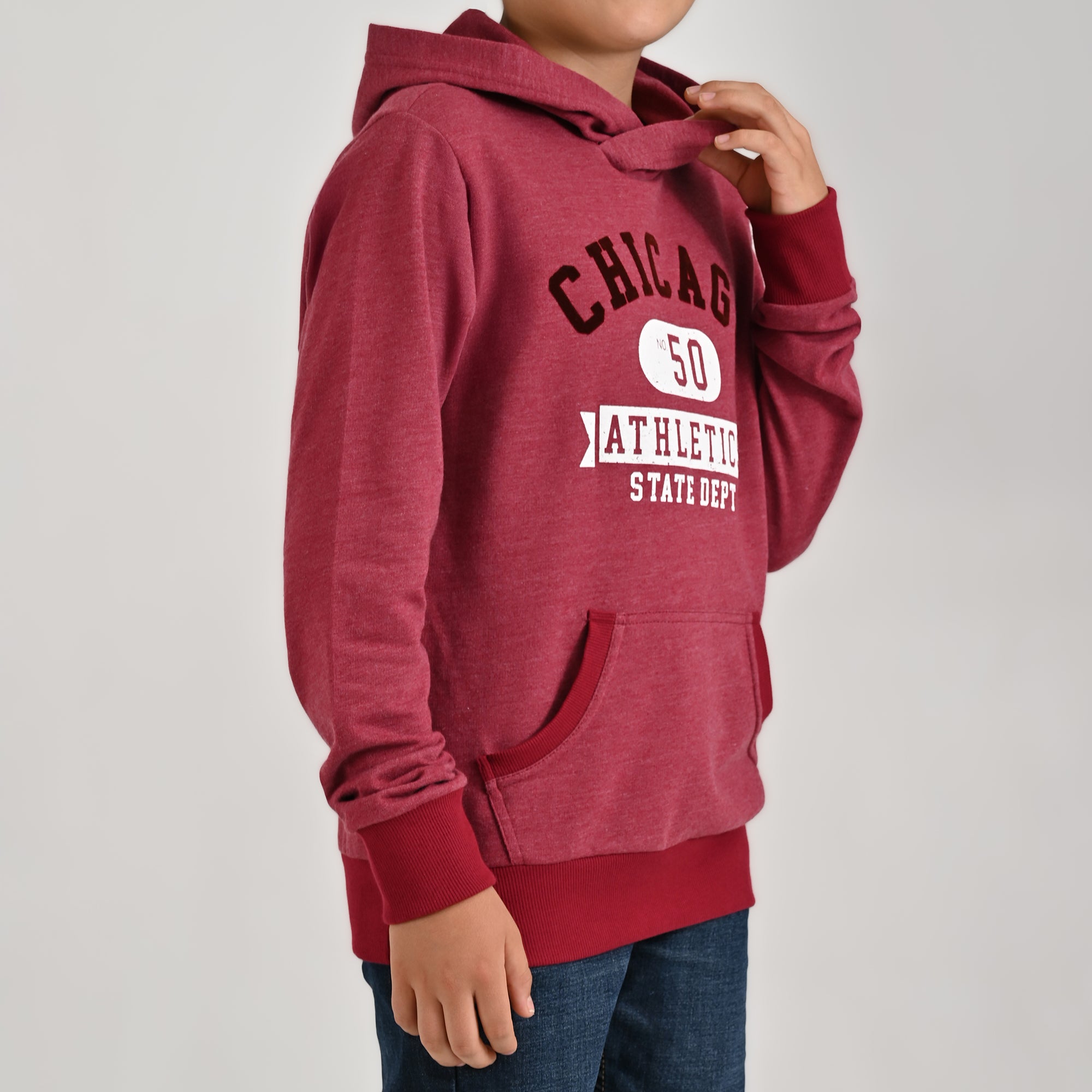 Sudadera Yale Boys Con Capucha Fit 7084 Guinda