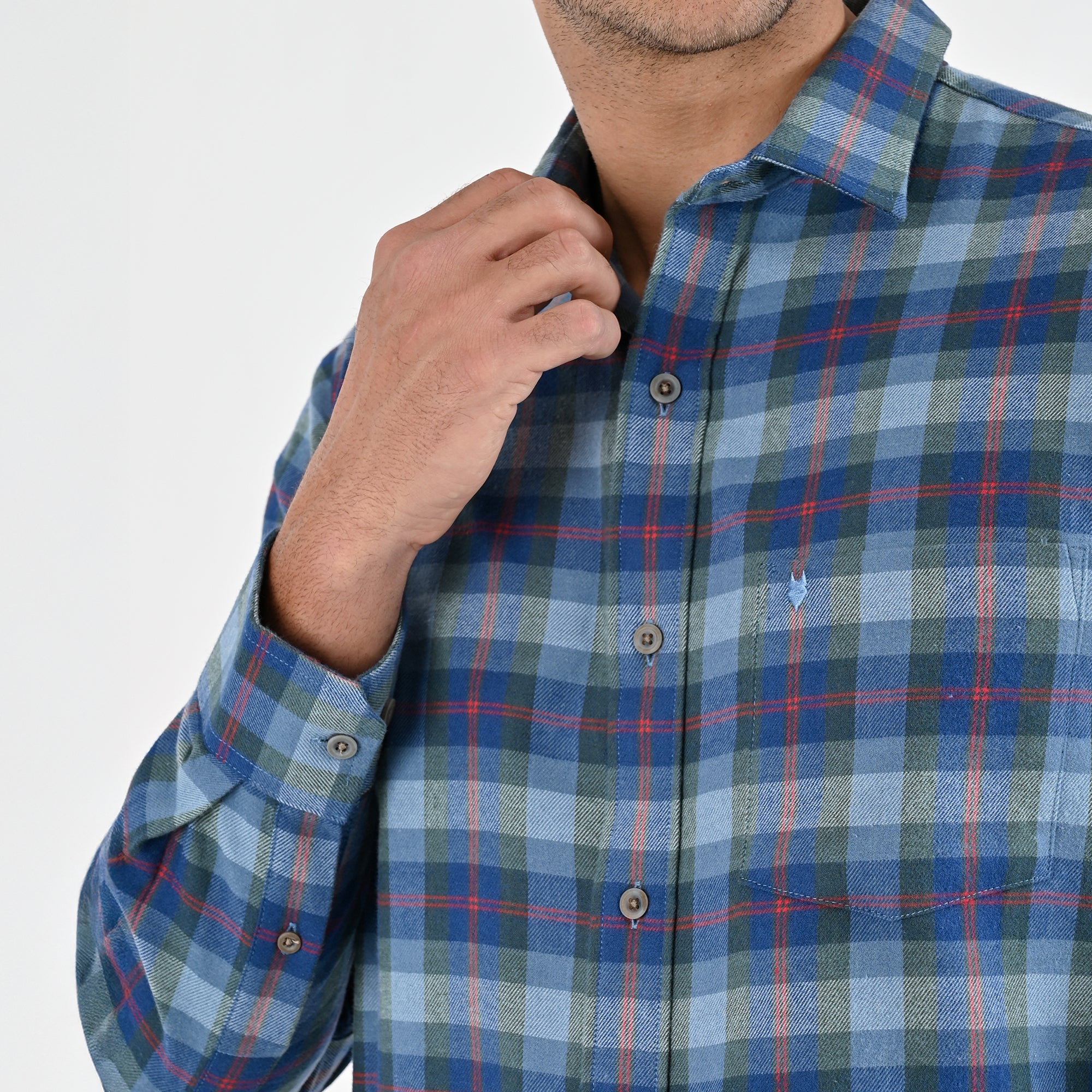 Camisa Yale Para Caballero Manga Larga Regular Fit 4929 Azul Medio