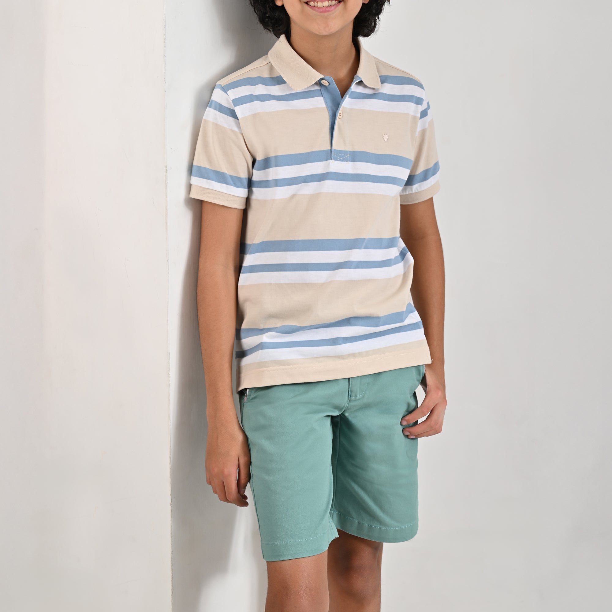 Playera Yale Boys Cuello Polo Manga Corta Fit 7395 Arena