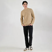 Playera Caballero Supply Company Manga Larga Cuello Henley Slim Fit A909 Beige