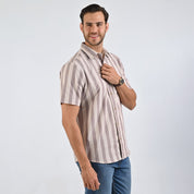 Camisa Yale Para Caballero Manga Corta Regular Fit 4748 Cocoa