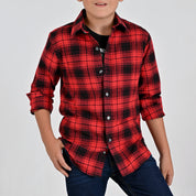 Camisa Yale Boys Manga Larga Regular Fit 4677 Rojo