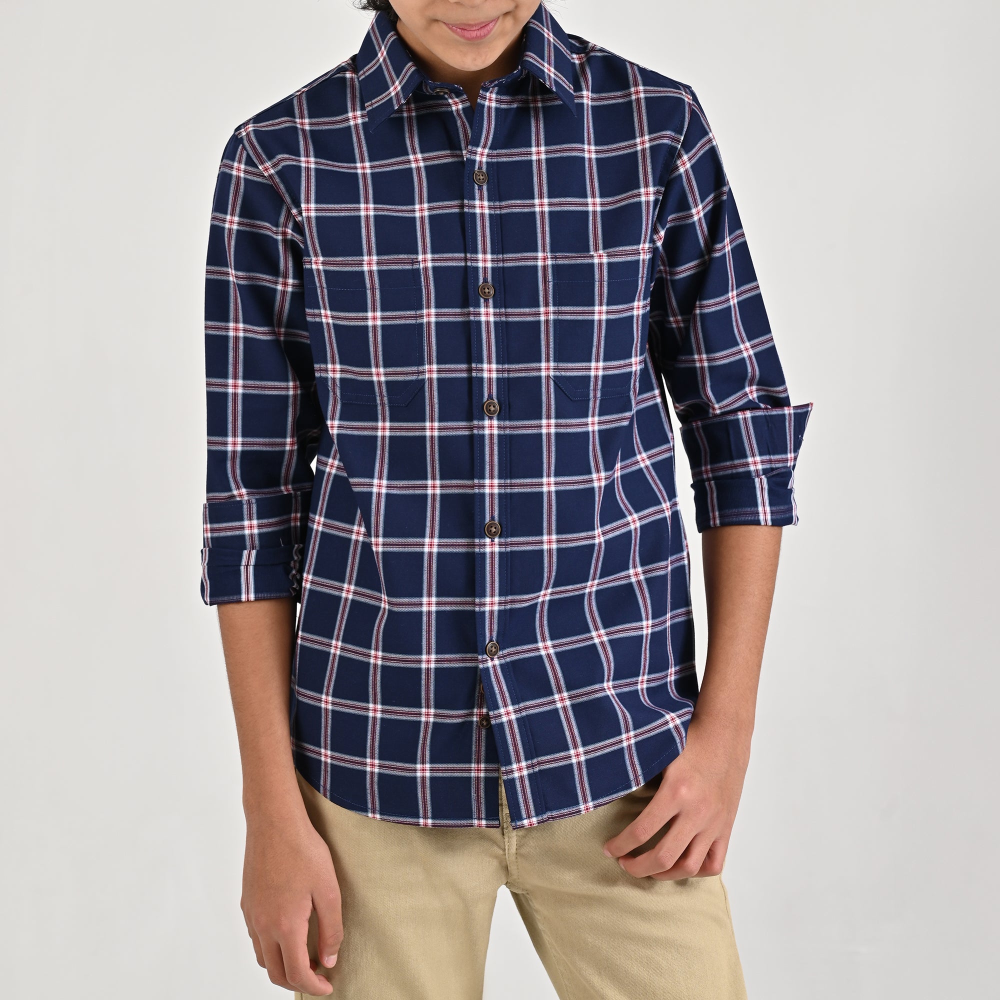 Camisa Yale Boys Manga Larga Regular Fit 4673 Marino