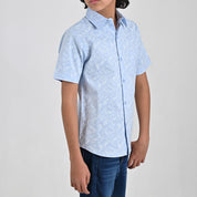 Camisa Yale Boys Manga Corta Regular Fit 4659 Azul