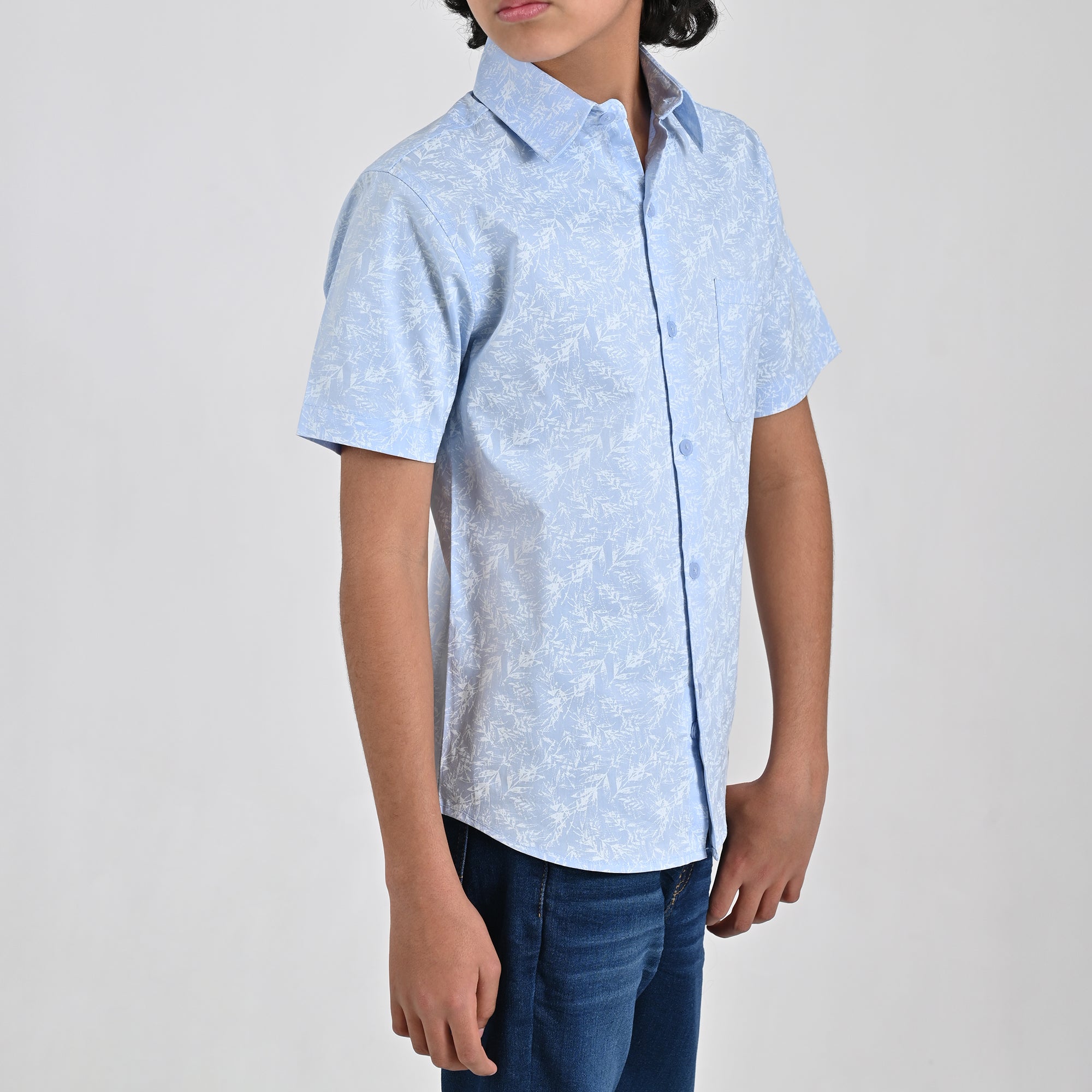 Camisa Yale Boys Manga Corta Regular Fit 4659 Azul