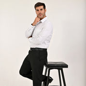 Camisa Yale Collection Para Caballero Manga Larga Slim Fit 4603 Blanco