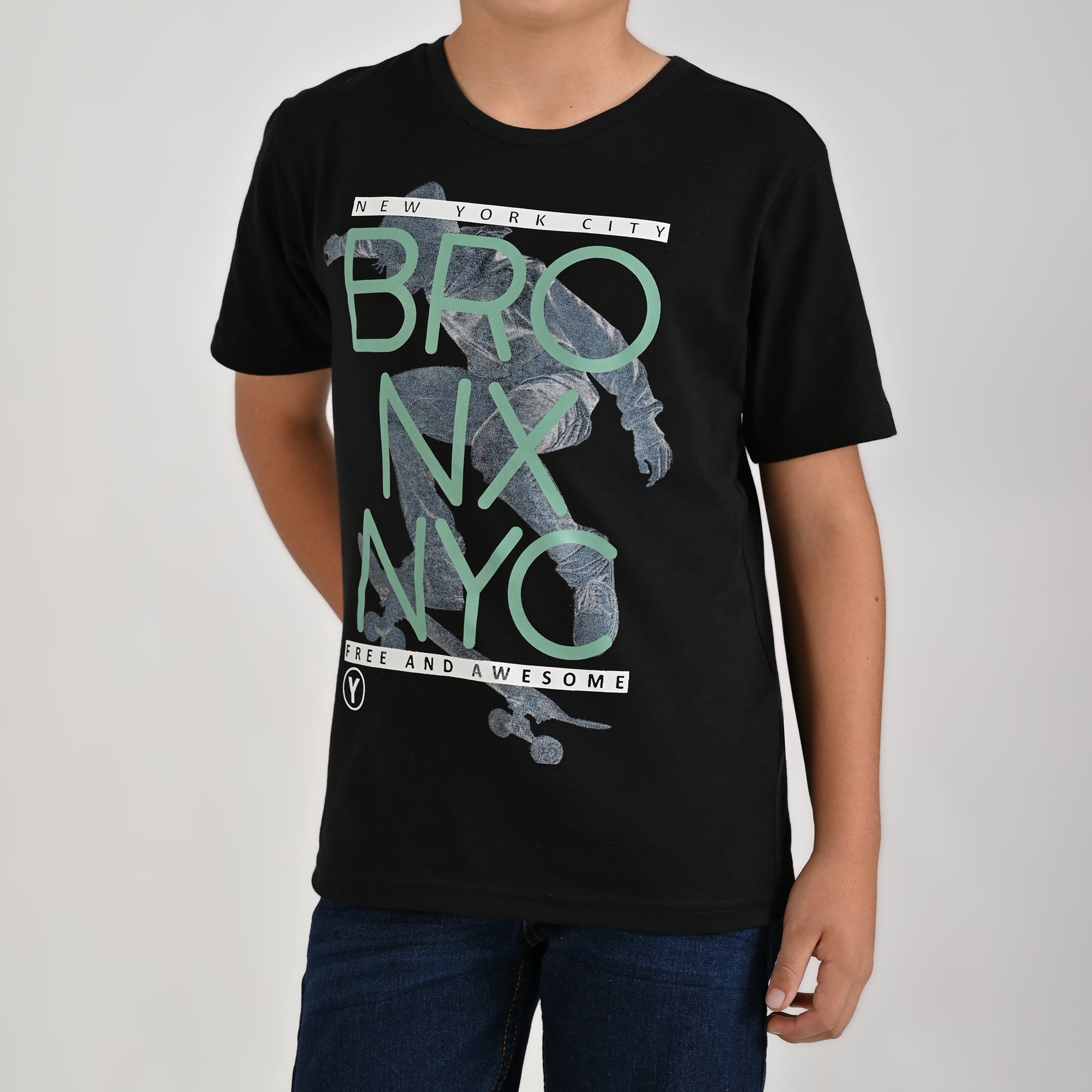 Playera Yale Boys Cuello Redondo Manga Corta Fit 6961 Negro
