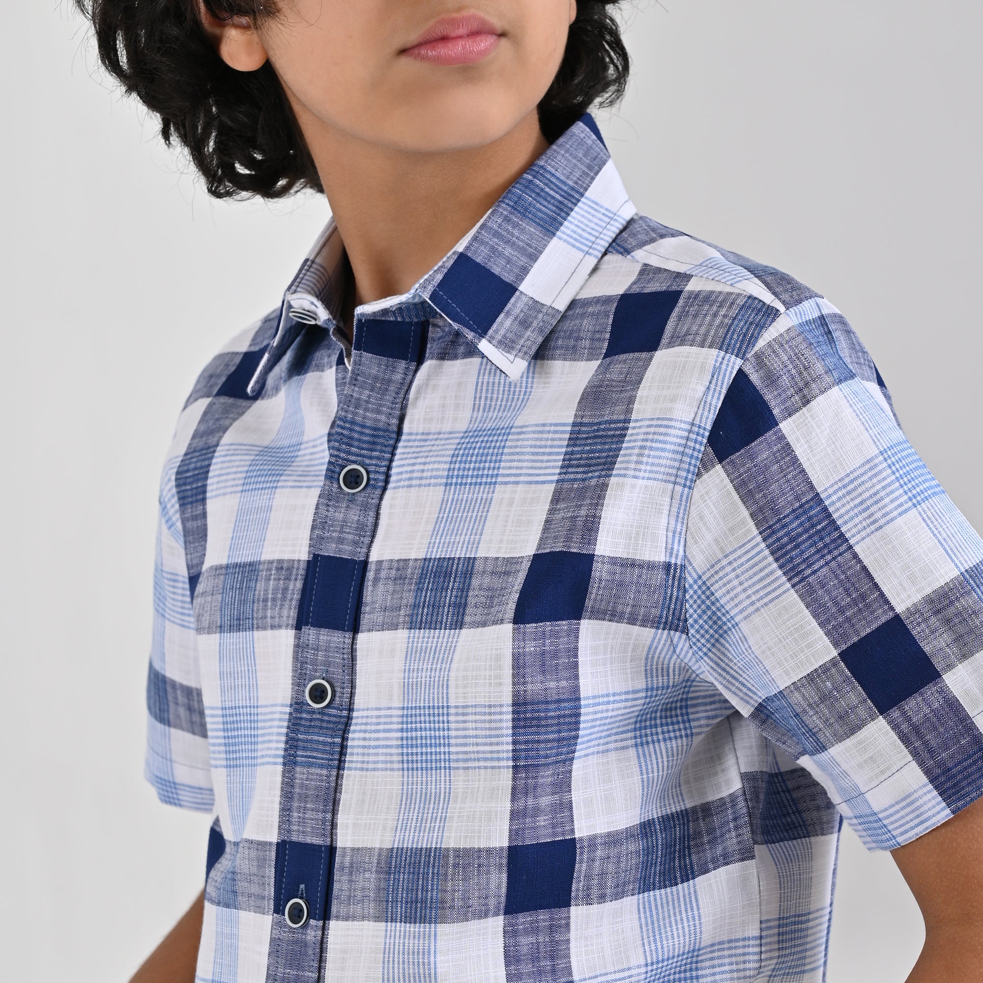 Camisa Yale Boys Manga Corta Regular Fit 4661 Azul