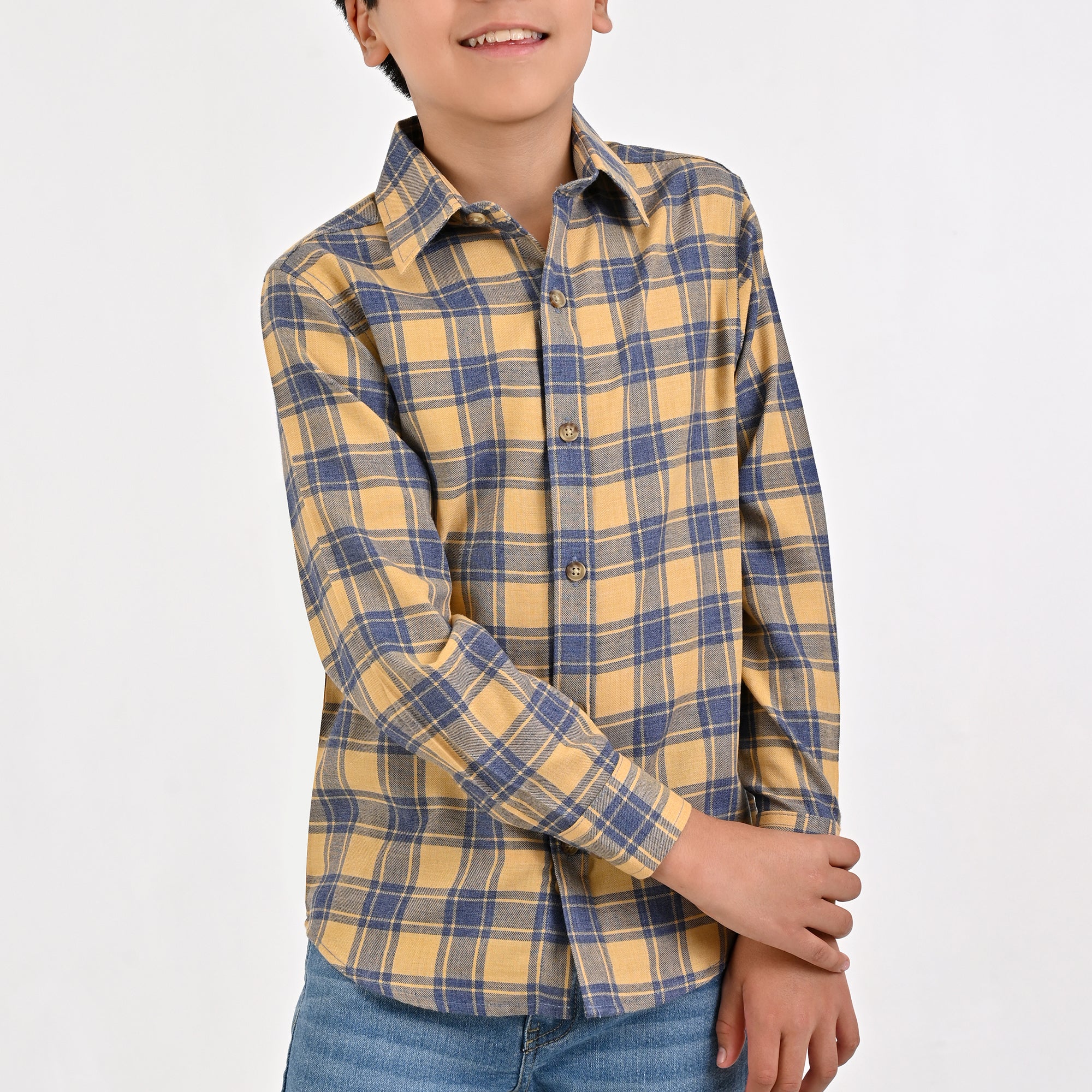 Camisa Yale Boys Manga Larga Regular Fit 4678 Mostaza