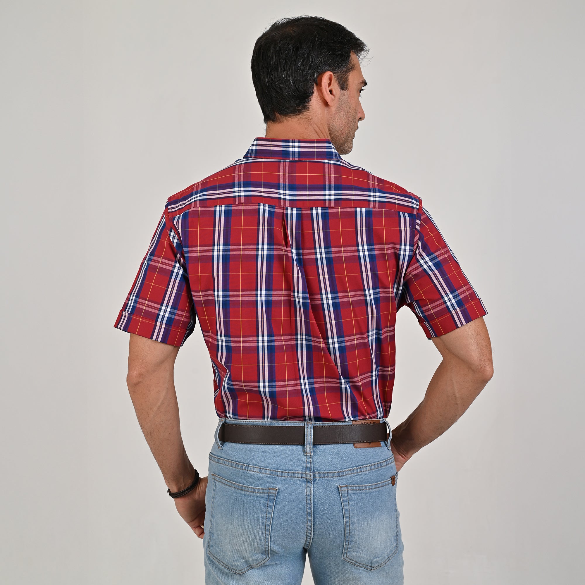 Camisa Yale Para Caballero Manga Corta Regular Fit 4654 Vino