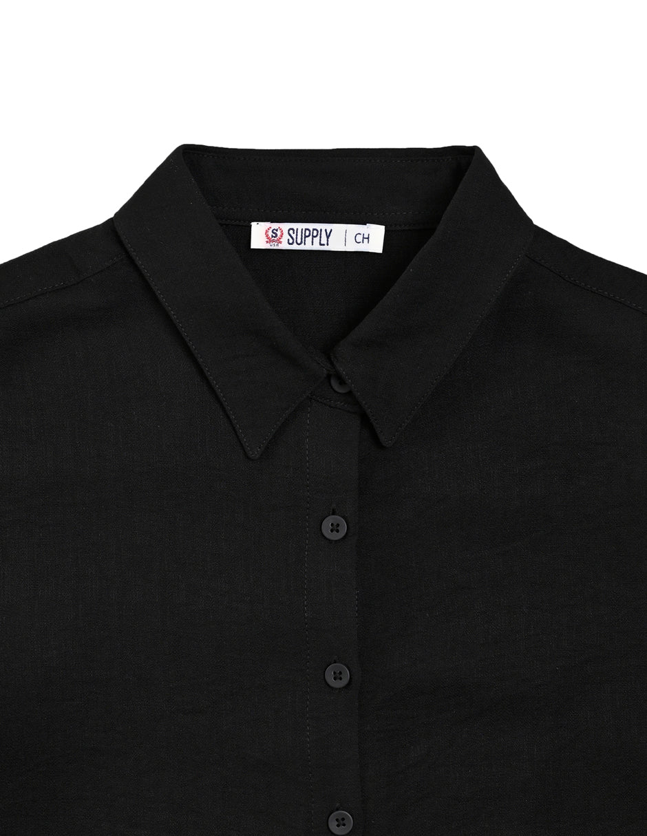 Blusa Para Dama Supply Company Manga Larga Tipo Camisera Fit 4566 Negro