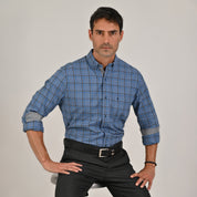Camisa Yale Para Caballero Manga Larga Regular Fit 4641 Azul