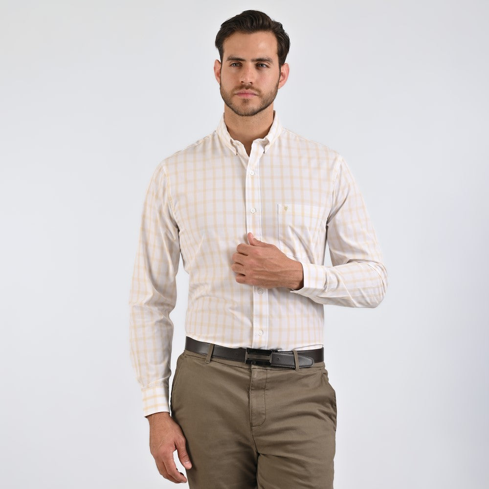 Camisa Yale Para Caballero Manga Larga Regular Fit 4749 Arena