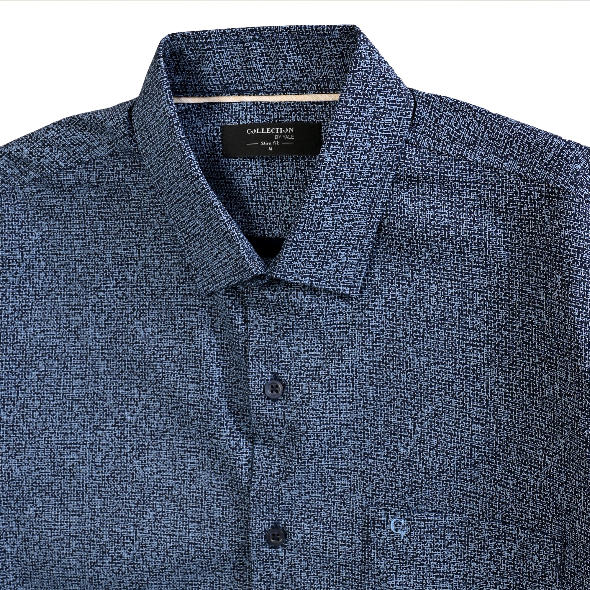 Camisa Yale Collection Para Caballero Manga Larga Slim Fit 4602 Marino