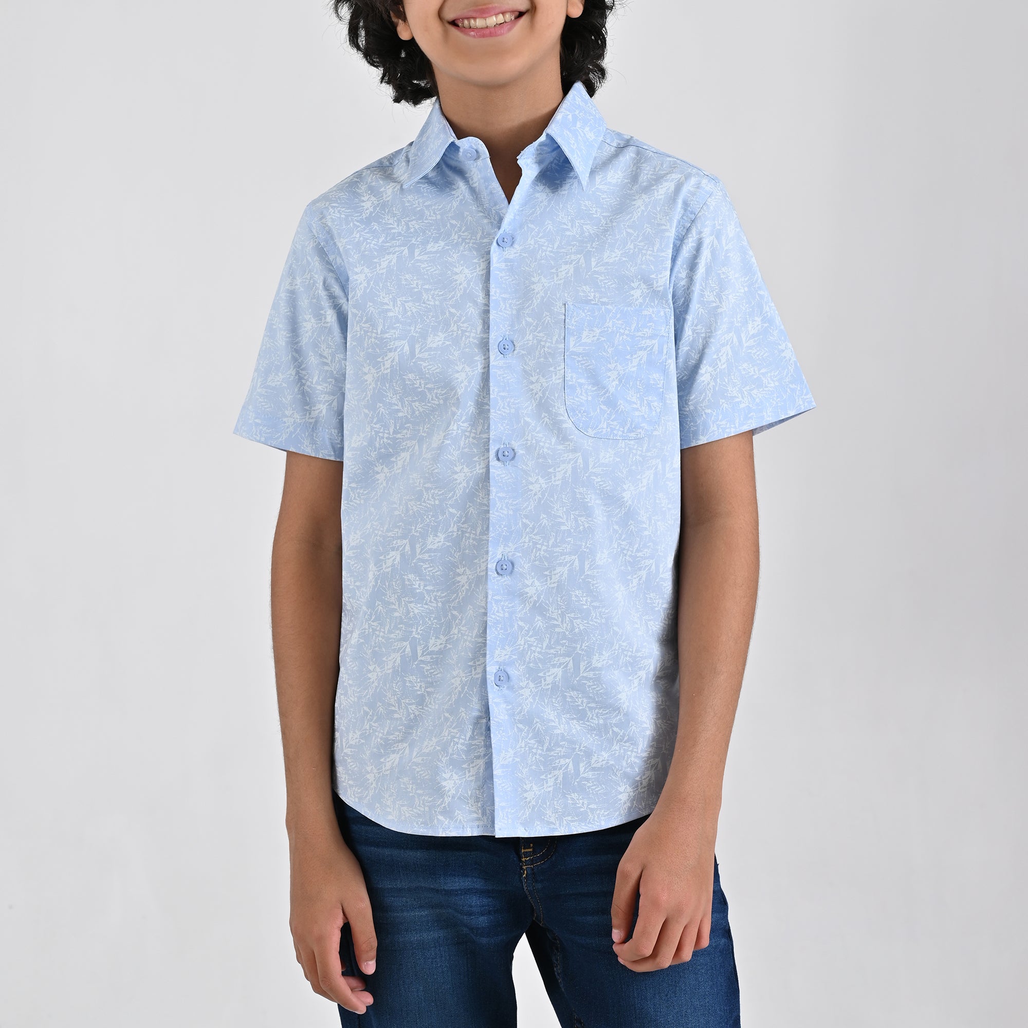Camisa Yale Boys Manga Corta Regular Fit 4659 Azul