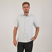 Camisa Yale Para Caballero Cenefa Manga Corta Classic Fit 4712 Gris Perla