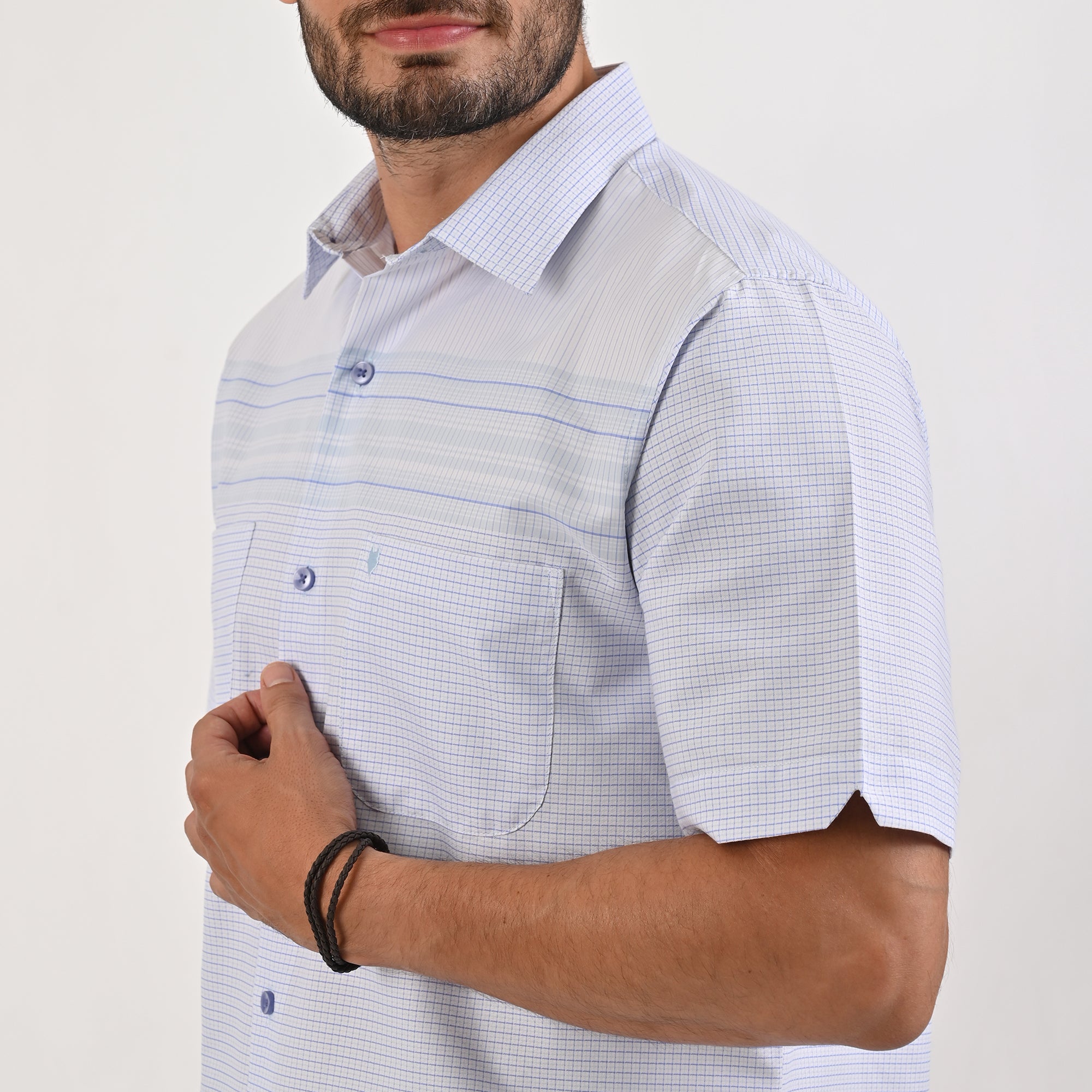 Camisa Yale Para Caballero Chazarilla Manga Corta Classis Fit 4708 Azul cielo