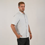 Camisa Yale Para Caballero Cenefa Manga Corta Classic Fit 4712 Gris Perla