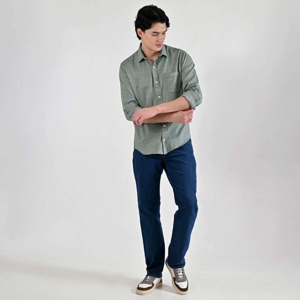 Camisa Caballero Supply Company Manga Larga Slim Fit 4561 Verde Militar