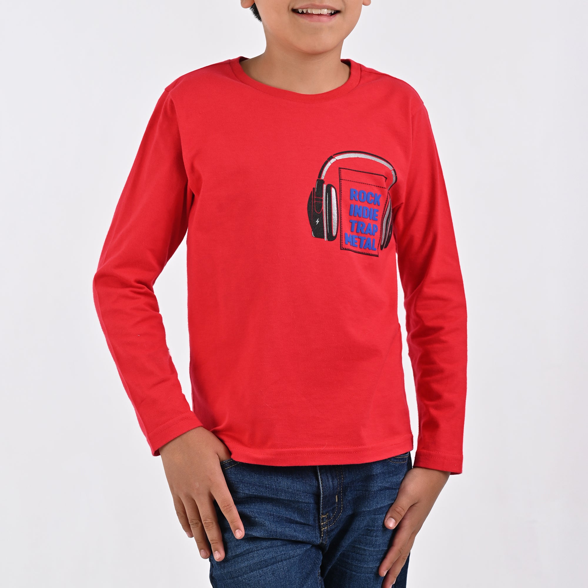 Playera Yale Boys Cuello Redondo Manga Larga Fit 6961 Rojo